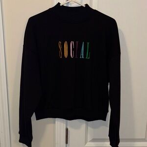 PrettyLittleThing Black Sweatshirt with Multicolor Lettering
